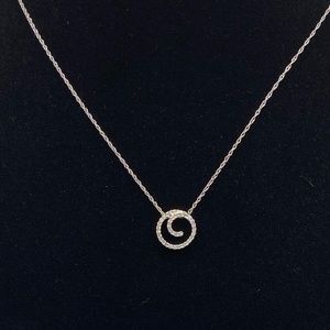 14K White Gold & Diamond Swirl necklace